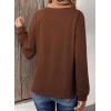 imageDokotoo Womens Tops Dressy Casual 2025 Long Sleeve Pullover V Neck Fall Shirts Hollow Out Lace Embroidered BlouseBrown