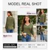 imageDokotoo Womens Tops Dressy Casual 2025 Long Sleeve Pullover V Neck Fall Shirts Hollow Out Lace Embroidered BlouseGreen