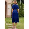 imageDokotoo Womens V Neck Short Flared Sleeve Wedding Guest Dress Elastic Waist Tiered Ruffle Hem Velvet DressBluing