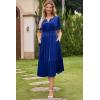 imageDokotoo Womens V Neck Short Flared Sleeve Wedding Guest Dress Elastic Waist Tiered Ruffle Hem Velvet DressBluing