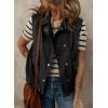 imageDokotoo Womens Vests 2025 Fall Outerwear ButtonDown Lapel Collar Elastic Hem Sleeveless Jacket Cargo VestBlack