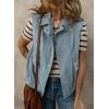 imageDokotoo Womens Vests 2025 Fall Outerwear ButtonDown Lapel Collar Elastic Hem Sleeveless Jacket Cargo VestBlue
