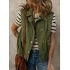 imageDokotoo Womens Vests 2025 Fall Outerwear ButtonDown Lapel Collar Elastic Hem Sleeveless Jacket Cargo VestGreen