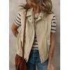 imageDokotoo Womens Vests 2025 Fall Outerwear ButtonDown Lapel Collar Elastic Hem Sleeveless Jacket Cargo VestKhaki