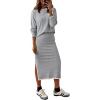 imageDokotoo 2 Piece Skirts Sets For Women Fall Fashion 2025 Sweater Dress Knit Lounge Travel Outfits Winter ClothingGrey