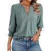 imageDokotoo 34 Length Sleeve Womens Tops Dressy Casual V Neck Cute TShirts Hollow Out BlousesGreen Bay