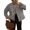 imageDokotoo Casual Quilted Jackets for Women Button Down Leopard Puffer Jacket Womens Winter Coats with PocketsGray