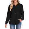 imageDokotoo Hoodies for Women Soft Long Sleeve Casual Hoodie Oversized Sweatshirt Lightweight Knit Pullover Hooded TopsBlack
