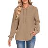 imageDokotoo Hoodies for Women Soft Long Sleeve Casual Hoodie Oversized Sweatshirt Lightweight Knit Pullover Hooded TopsChocolate Brown
