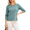 imageDokotoo Long Sleeve Shirts Crewneck Womens Tops 2025 Fall Outfits Comfort Basic Tees Fashion ClothingBlue