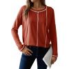 imageDokotoo Long Sleeve Shirts Split Back Womens Tops Fall Outfits 2025 Fashion Casual Womens ClothingRed