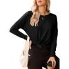 imageDokotoo Womens Casual Long Sleeve 2025 T Shirt Crewneck Side Split Fall Tie Knot Pullover Loose Tunic TopsBlack