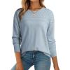 imageDokotoo Womens Casual Long Sleeve Wool Hollow Out Sweaters for Women 2025 Trendy Lightweight Crochet Pullover TopsBeau Blue