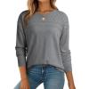 imageDokotoo Womens Casual Long Sleeve Wool Hollow Out Sweaters for Women 2025 Trendy Lightweight Crochet Pullover TopsMedium Grey