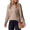 imageDokotoo Womens Fall Sweaters Casual Long Sleeve Crewneck Color Block Pullover Knit TopsBeige