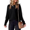 imageDokotoo Womens Fall Sweaters Casual Long Sleeve Crewneck Color Block Pullover Knit TopsBlack