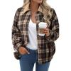 imageDokotoo Womens Flannel Plaid Shacket Jackets Corduroy Collar Long Sleeve Button Down Fleece Jackets Warm CoatDark Brown