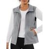 imageDokotoo Womens Full Zip Polar Fleece Vest Warm Winter Sleeveless Cardigan Lapel Collar Sherpa Coat Outerwear with PocketGrey