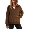 imageDokotoo Womens Lightweight Full Zip Soft Fleece Jacket 2025 Casual Sweatshirts Coat with PocketsChestnut