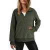 imageDokotoo Womens Lightweight Full Zip Soft Fleece Jacket 2025 Casual Sweatshirts Coat with PocketsGreen