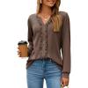 imageDokotoo Womens Long Sleeve Tops Ruffle V Neck Shirts Dressy Casual Blouses Fall Clothes 2025Dark Brown