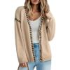 imageDokotoo Womens Oversized Cardigan Sweaters Casual Coats Long Sleeve Button Front Stripes Trim Fall OutfitsBeige