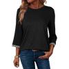 imageDokotoo Womens Shirts Lightweight 2025 Summer Fall Fashion 34 Length Sleeve T Shirts Casual Tops Basic BlousesBlack