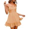 imageDokotoo Womens Spaghetti Strap Dresses Scoop Neck Bow Backless Sleeveless Elastic Waist Ruffle Hem ALine Casual Mini DressOrange