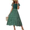 imageDokotoo Womens Summer 2025 Maxi Dress Ruffle Short Sleeve Casual Floral Print Long Flowy Dresses with PocketsGreen