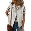 imageDokotoo Womens Vests 2025 Fall Outerwear ButtonDown Lapel Collar Elastic Hem Sleeveless Jacket Cargo VestWhite