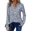 imageDokotoo Womens Waffle Knit Tops V Neck Long Sleeve Shirts Henley Dresy Casual Blouses Fall Outfits 2025Navy Blue