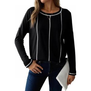 imageDokotoo Long Sleeve Shirts Split Back Womens Tops Fall Outfits 2025 Fashion Casual Womens ClothingBlack