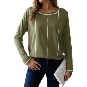 imageDokotoo Long Sleeve Shirts Split Back Womens Tops Fall Outfits 2025 Fashion Casual Womens ClothingGreen