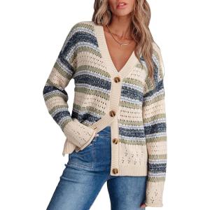 imageDokotoo Womens 2025 Fashion Casual Open Front Long Sleeve Hollow Out Crochet Knit Cardigans Sweaters Boho Outerwear CoatsReal Teal