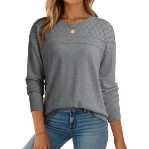 imageDokotoo Womens Casual Long Sleeve Wool Hollow Out Sweaters for Women 2025 Trendy Lightweight Crochet Pullover TopsMedium Grey