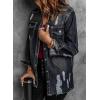 imageDokotoo Jean Jacket Frayed Washed Button Fall Denim Oversize Casual Fashion Shirts Long Sleeve Boyfriend for WomenC1 Black
