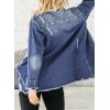 imageDokotoo Jean Jacket Frayed Washed Button Fall Denim Oversize Casual Fashion Shirts Long Sleeve Boyfriend for WomenC2 Blue