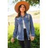 imageDokotoo Jean Jacket Frayed Washed Button Fall Denim Oversize Casual Fashion Shirts Long Sleeve Boyfriend for WomenC2 Blue