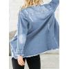 imageDokotoo Jean Jacket Frayed Washed Button Fall Denim Oversize Casual Fashion Shirts Long Sleeve Boyfriend for WomenC2 Grey