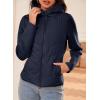imageDokotoo Womens Warm Quilted Lightweight Puffer Jacket Slim Fit Elasticity Patchwork Casual Hooded Puffer CoatNavy Blue