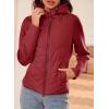 imageDokotoo Womens Warm Quilted Lightweight Puffer Jacket Slim Fit Elasticity Patchwork Casual Hooded Puffer CoatRed Dahlia