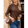 imageDokotoo Womens Sweaters Casual Long Sleeve Fashion Crewneck Knit Solid Button Pullover Sweater Jumper TopsBrown