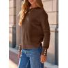 imageDokotoo Womens Sweaters Casual Long Sleeve Fashion Crewneck Knit Solid Button Pullover Sweater Jumper TopsBrown