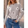 imageDokotoo Womens Sweaters Casual Long Sleeve Fashion Crewneck Knit Solid Button Pullover Sweater Jumper TopsFloral Grey