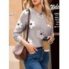 imageDokotoo Womens Sweaters Casual Long Sleeve Fashion Crewneck Knit Solid Button Pullover Sweater Jumper TopsFloral Grey