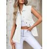 imageDokotoo Womens Fashion 2025 Casual Denim Vest Oversized Mid Long Jean Vest Sleeveless Jean Jacket Shacket with PocketsWhite