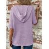 imageDokotoo Womens Summer Tops Waffle Knit Short Sleeve Lightweight Drawstring Hoodies Button V Neck Casual Blouses ShirtsLight Purple