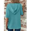 imageDokotoo Womens Summer Tops Waffle Knit Short Sleeve Lightweight Drawstring Hoodies Button V Neck Casual Blouses ShirtsSky Blue