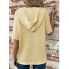 imageDokotoo Womens Summer Tops Waffle Knit Short Sleeve Lightweight Drawstring Hoodies Button V Neck Casual Blouses ShirtsYellow