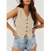 imageDokotoo Womens Vest Dressy Casual VNeck ButtonDown Lined Suit Jacket Waistcoat Versatile VestsApricot
